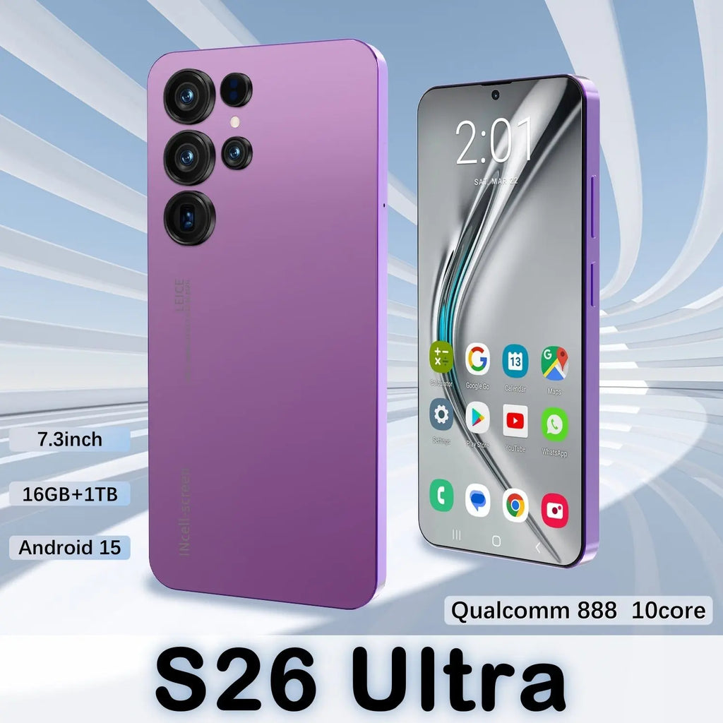 2025 S26 Ultra 5G Android 15 smartphone with 7.3-inch HD screen and 108MP camera, gallery view 4.
