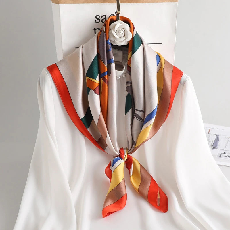 2023 Lady Hair Head Wrap 100% Mulberry Real Silk Scarf Scarves 90*90 Traditional Russian Style Square Luxury Silk Scarf