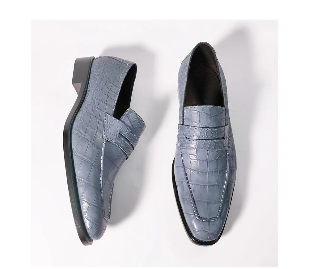 Trendy Designer Loafers Shoes Men Handmade Crocodile Skin Goodyear Shoes Men Classic Leather Luxury Handmade Men's Dress Shoes
