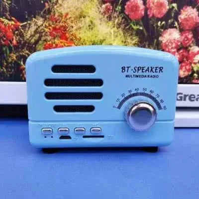 Portable Bluetooth Speaker - Retro Walnut Wood Design - 360 Audio Blue 10*9*8cm My Store