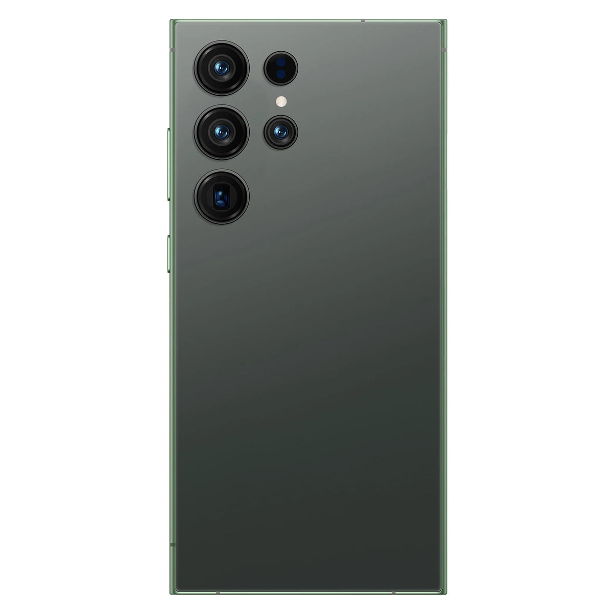 S24 Ultra 5G smartphone in green titanium, back view with quad camera array