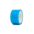 Blue self-adhesive repair tape roll, angled view with inner core visible