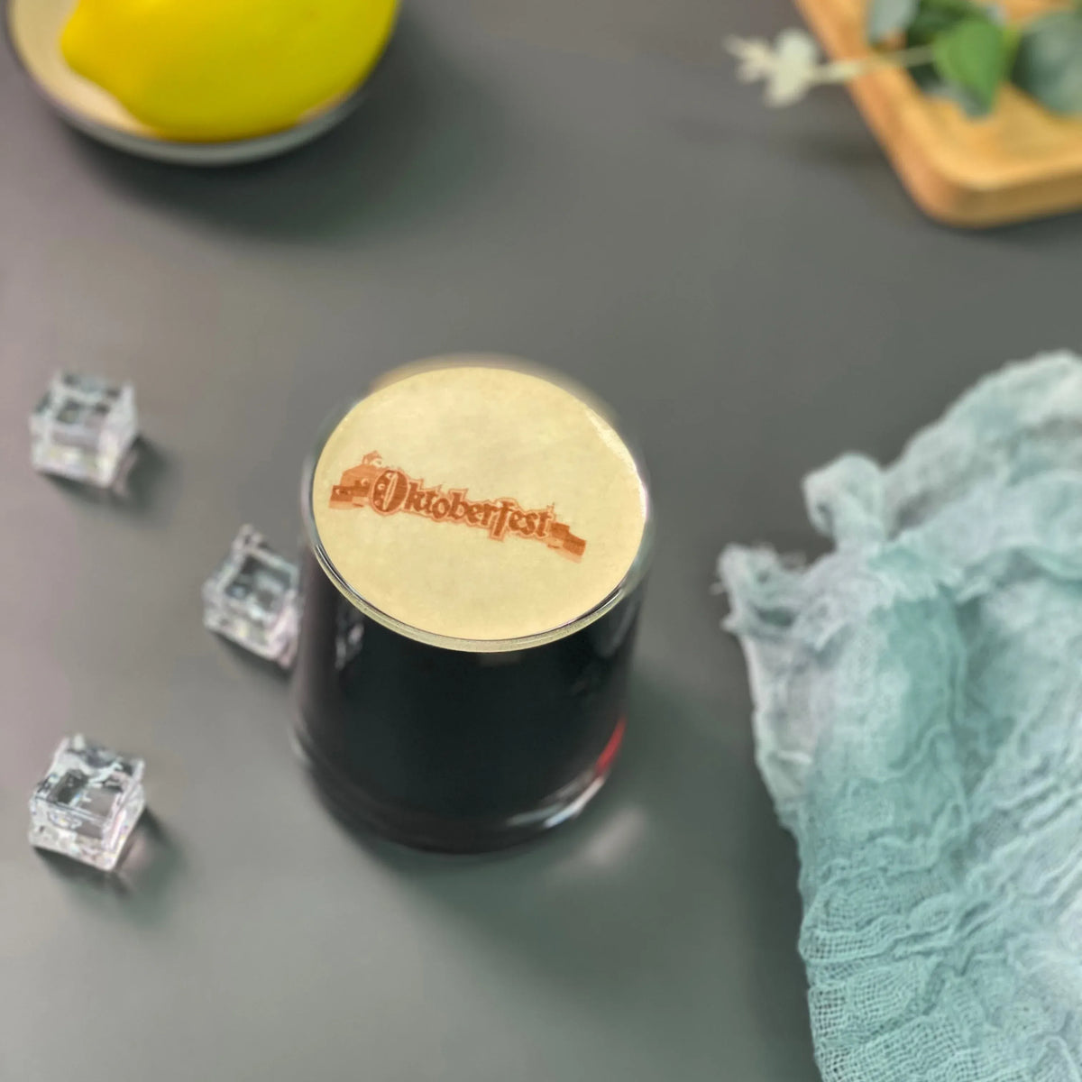 Edible ink bottles with small packet samples on a tabletop