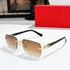 High Quality Rimless Glasses Luxury Men Branded Shades Women Vintage Fashion Frameless Designer Buffalo Horn Sunglasses