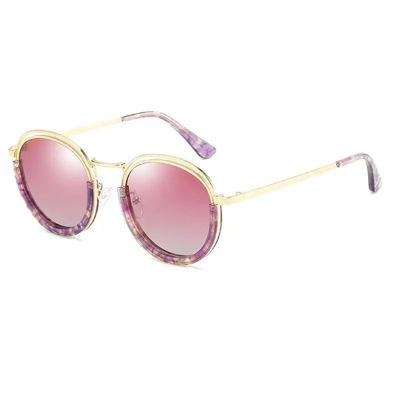 Fashion Design Uv Protect Full Frame Circle Sun Spectacle Shades Luxury Round Polarized Sunglasses for Women