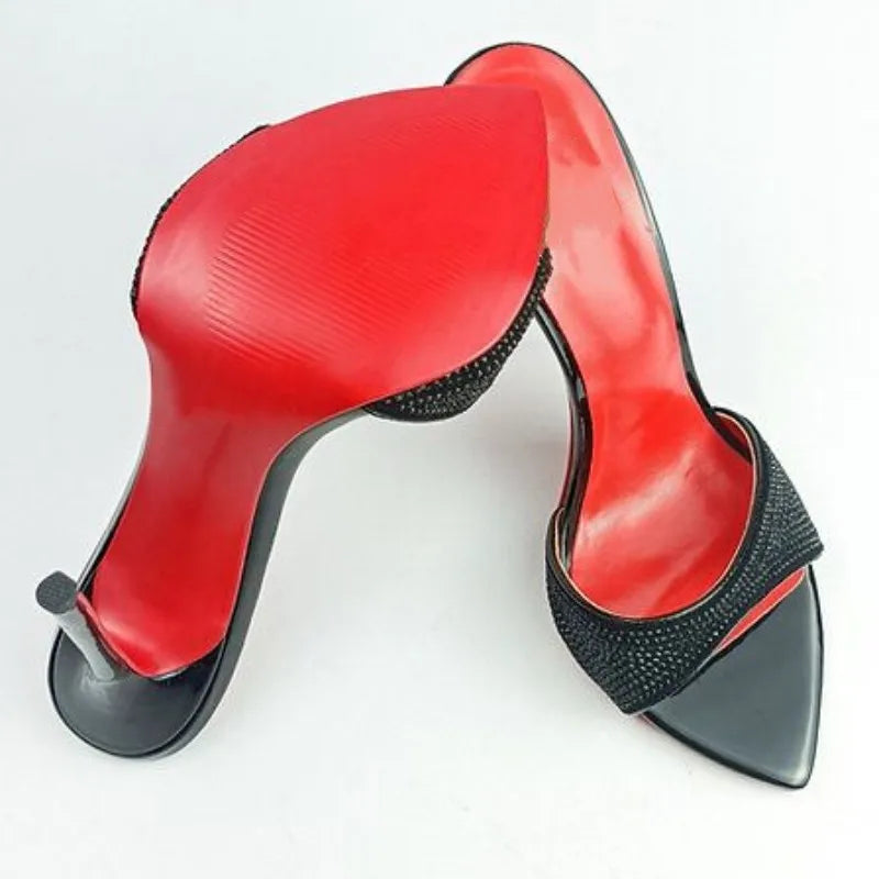 Custom Logo Color Slip-On Super High Thin Heel Peep-toe Mule Slippers Ladies Autumn Summer Light Weight 2025 New Design Pumps