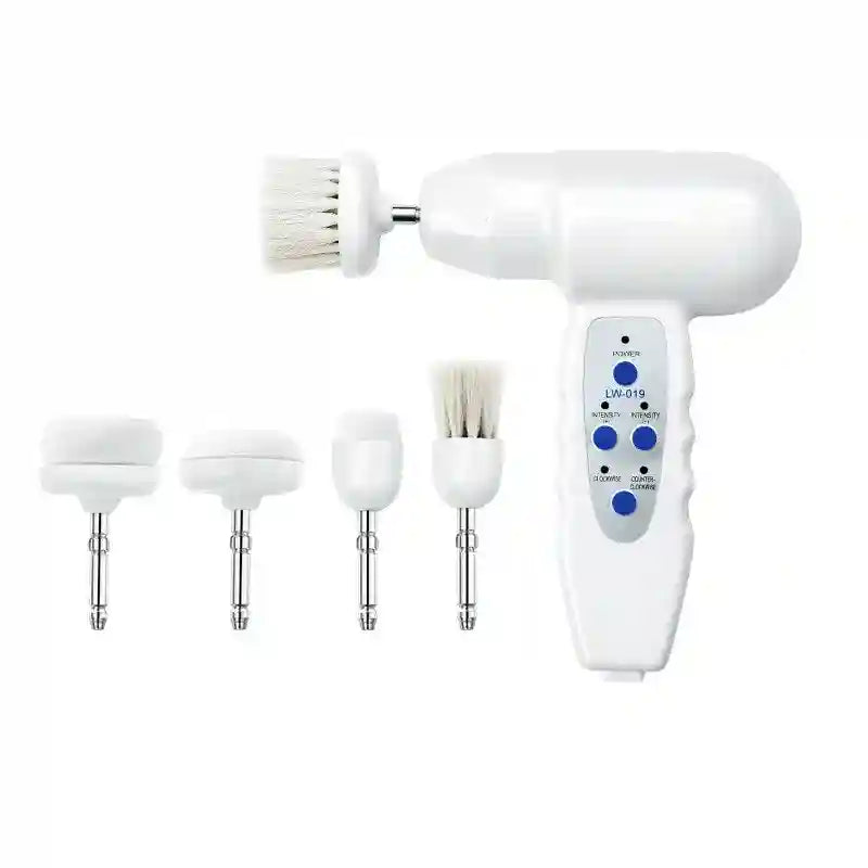 5-in-1 Electric Facial Cleansing Brush - Portable Face Spa Massager Eye Massage Instrument WHITE Tidesmit