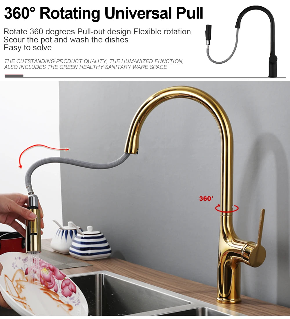 Bagnolux Titanium Black Brushed Deck Mounted Kitchen Faucet Two Function Single Handle Pull Out Mixer Hot and Cold Water Taps