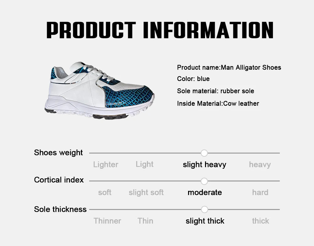 Hot-selling Genuine Crocodile Leather Sports Shoes for Men Fashion Sneakers Walking Men's Leather Shoes Casual Men's Shoes