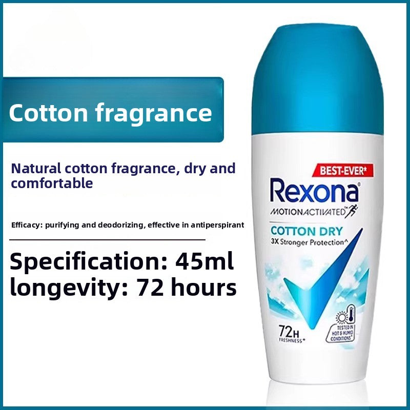 Rexona Roll-On Antiperspirant for women with floral scent, offering long-lasting 45ml freshness.