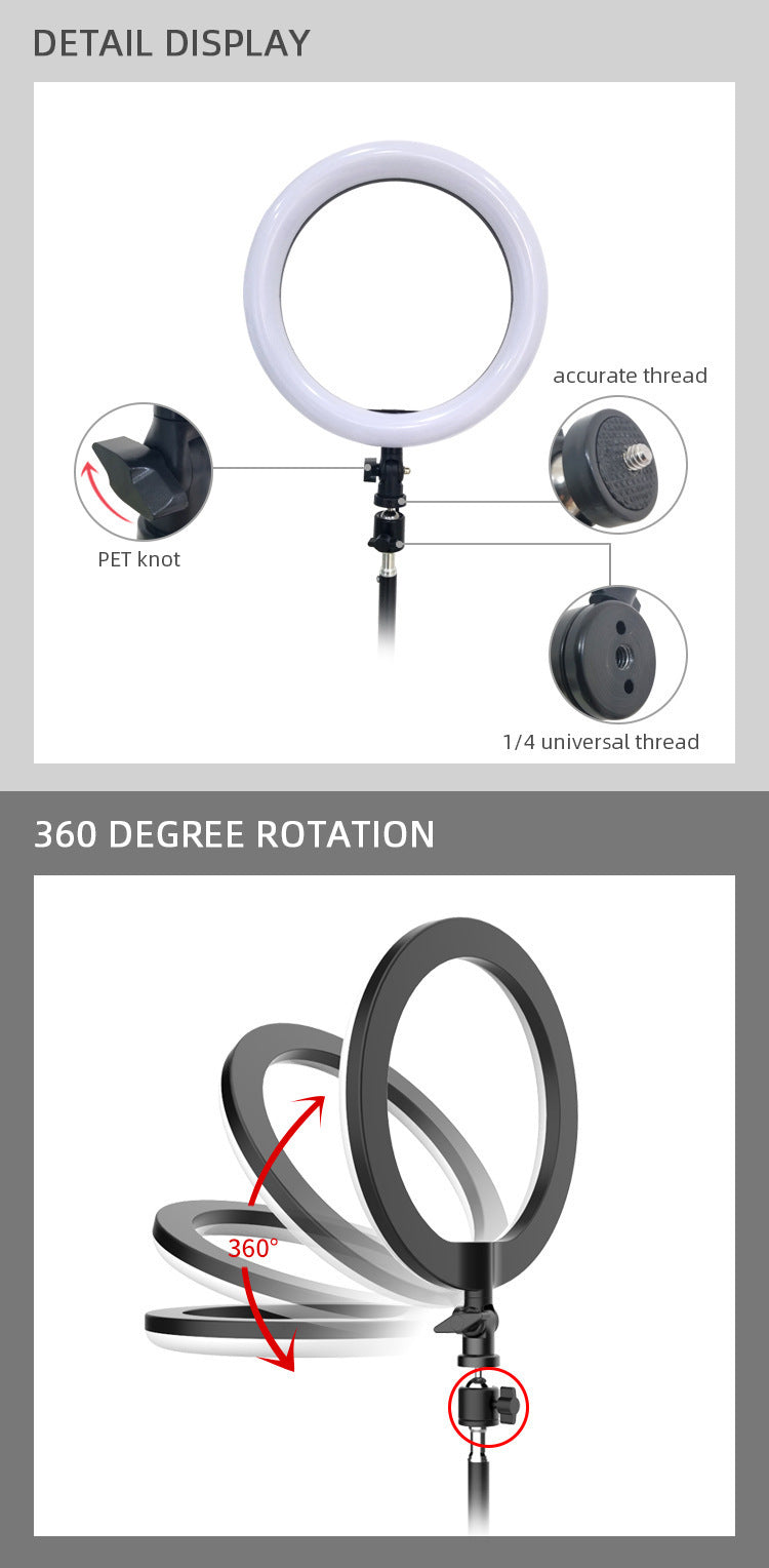 10-Inch LED Ring Light with Adjustable Tripod Stand for Content Creation Tidesmit