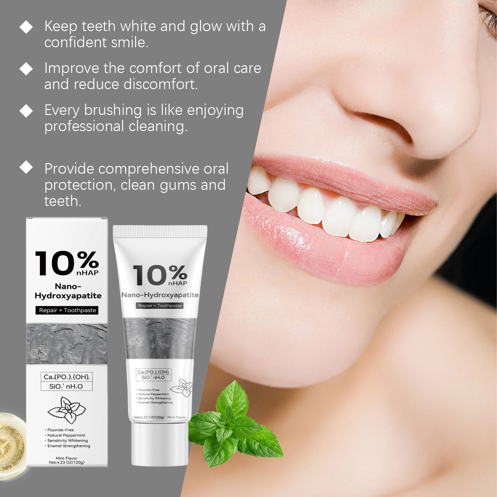 Tidesmit nano hydroxyapatite toothpaste for teeth whitening, enamel repair, and sensitive teeth care