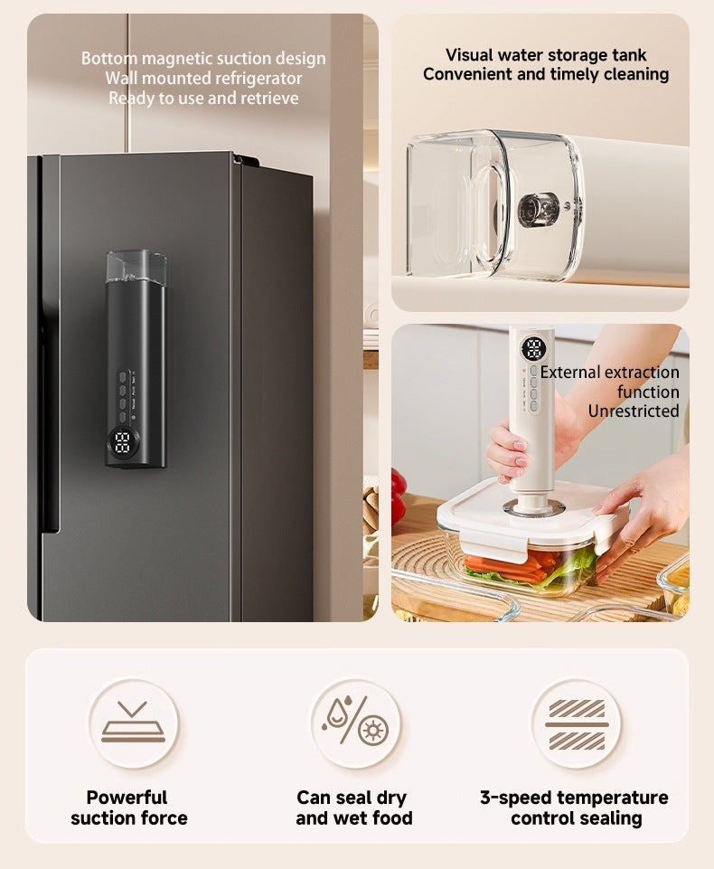 Cordless Rechargeable Vacuum Sealer Machine-90W Strong Suction ≥-62kPa, Fully Automatic Food Sealer for Dry/Moist Food