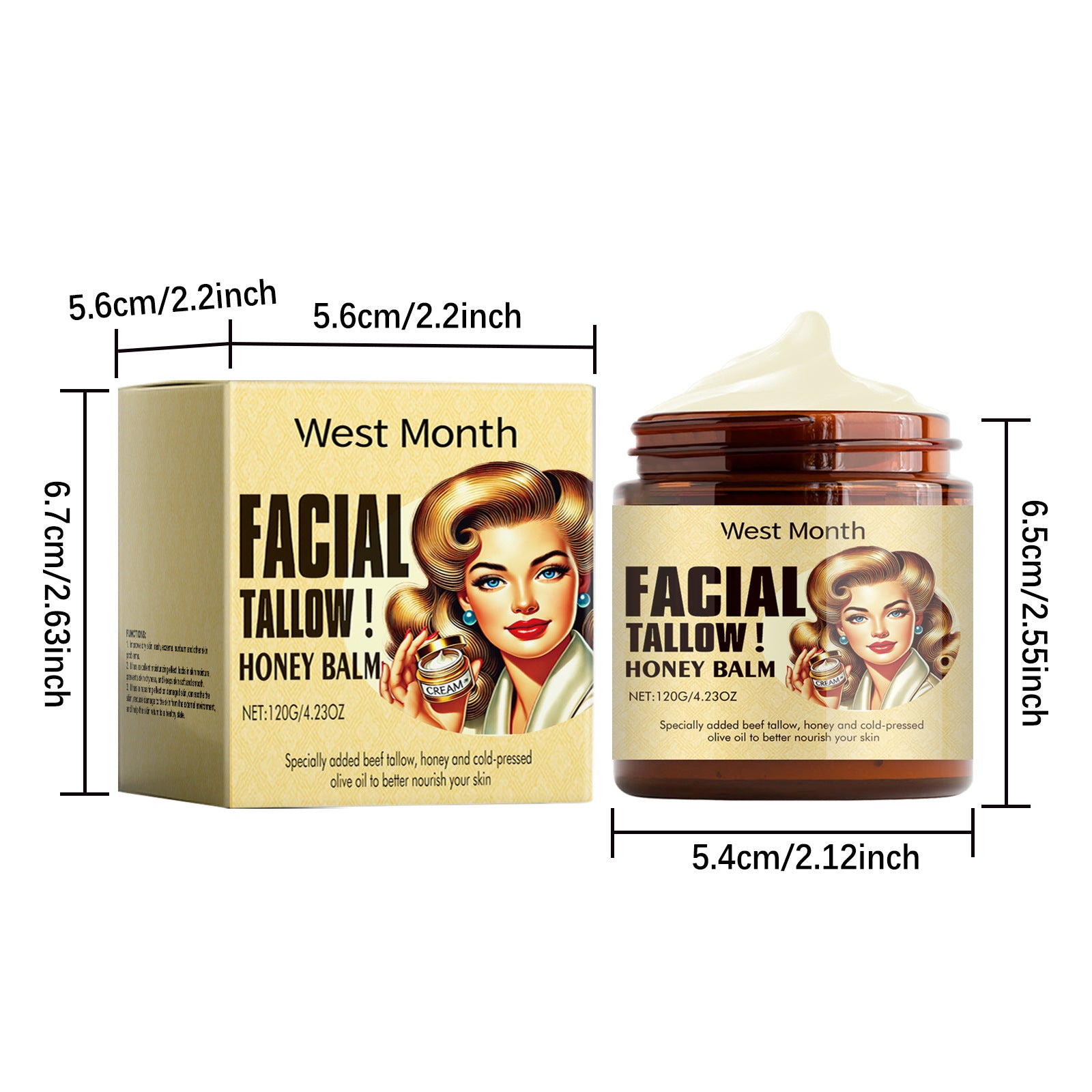 Beef Tallow Face Cream Moisturizing Dry Skin Firming Increase Elasticity Fade Fine Lines Smoothing Repair Nourishing Face Cream