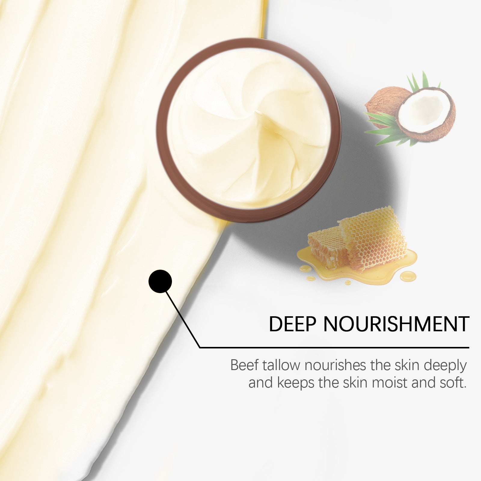 Beef Tallow Face Cream Moisturizing Dry Skin Firming Increase Elasticity Fade Fine Lines Smoothing Repair Nourishing Face Cream