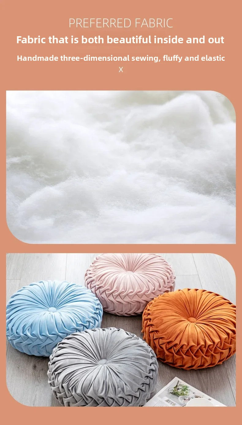 Light Luxury Solid Color Dutch Plush Pumpkin Sofa Pillow Handsewn Wheel Shape Chair Waist Pillow Cushion