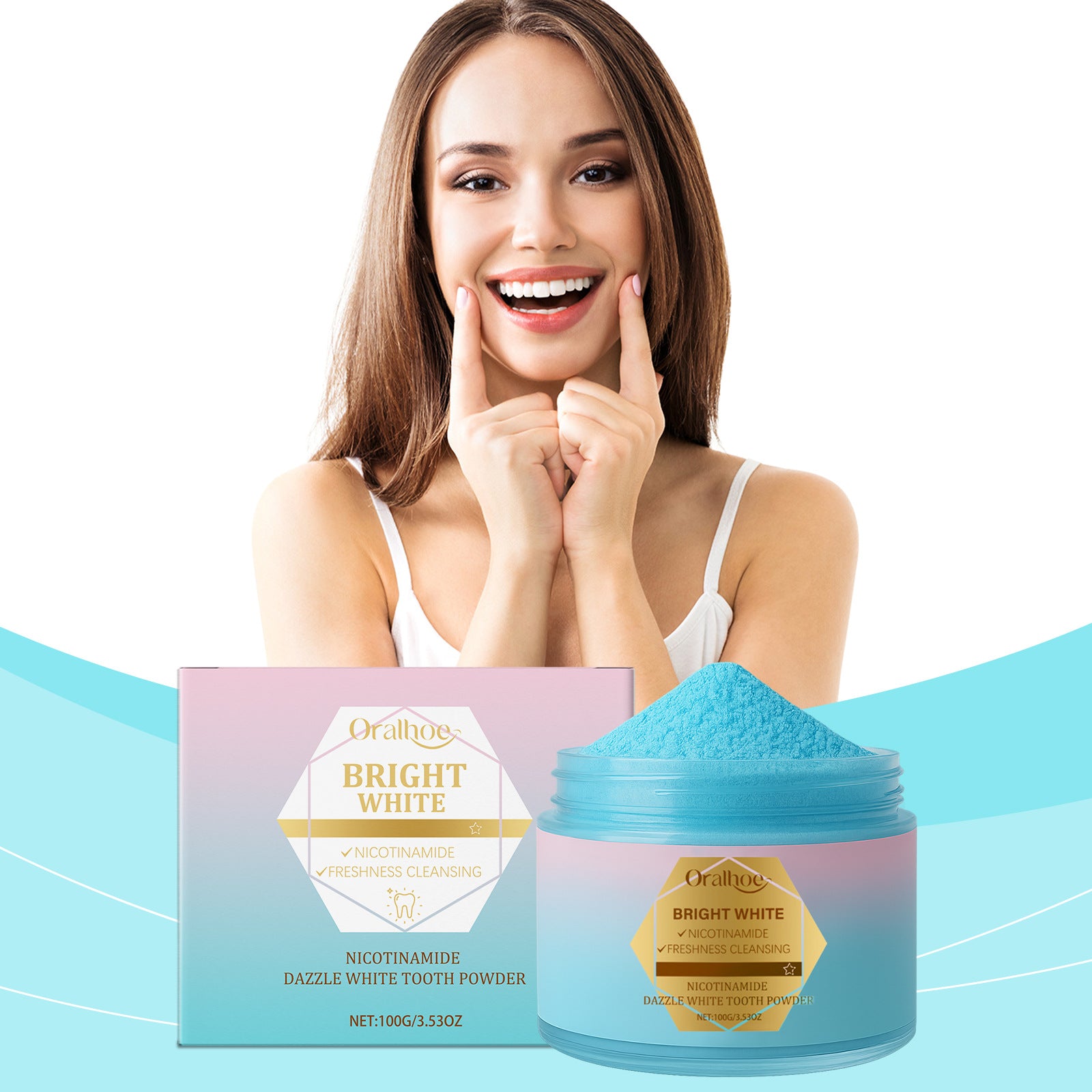 Tidesmit Niacinamide bleaching toothpaste for plaque removal, yellow stain reduction, and fresh breath.