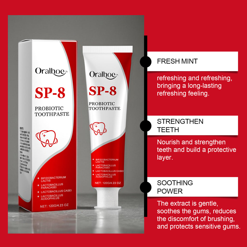 Tidesmit SP-8 Probiotic Whitening Toothpaste for plaque removal and fresh breath oral hygiene care
