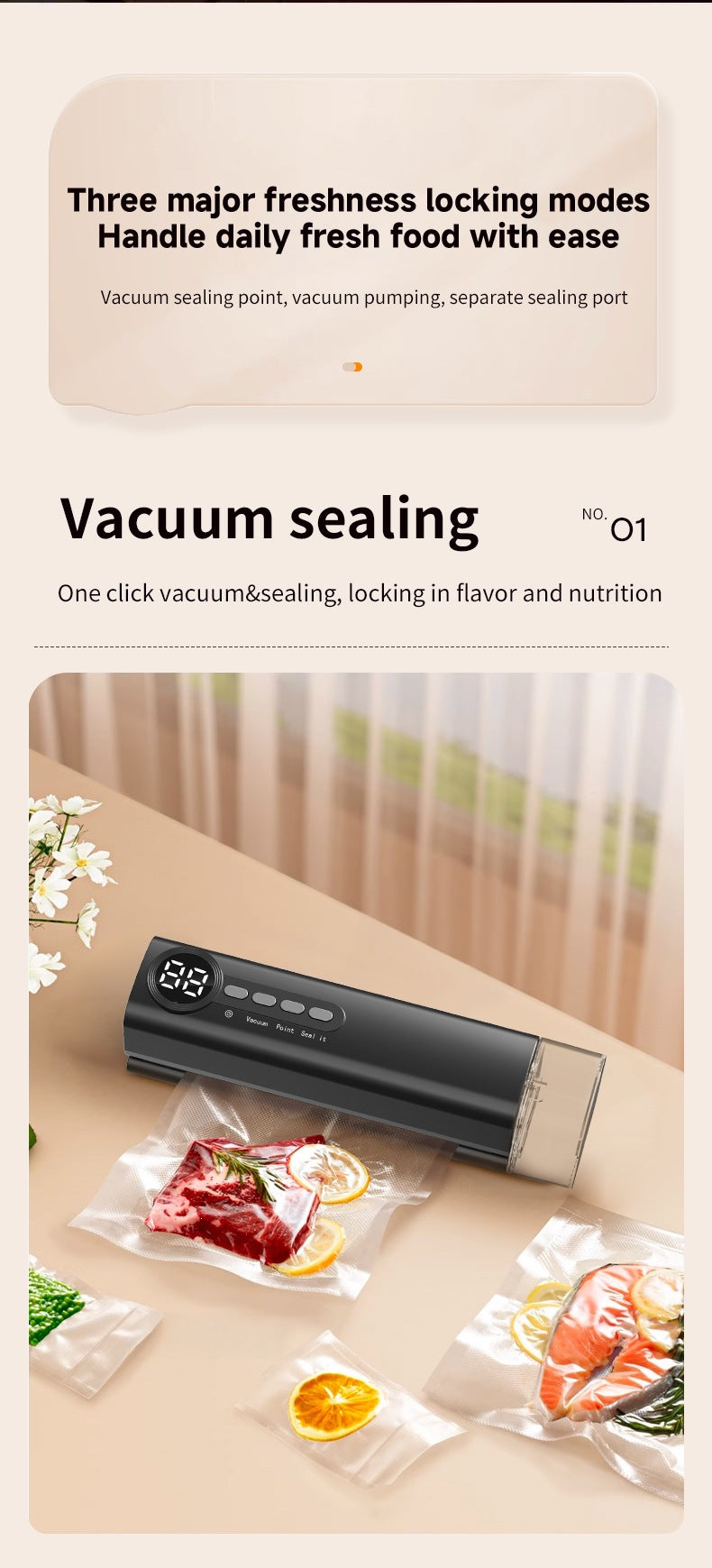 Cordless Rechargeable Vacuum Sealer Machine-90W Strong Suction ≥-62kPa, Fully Automatic Food Sealer for Dry/Moist Food
