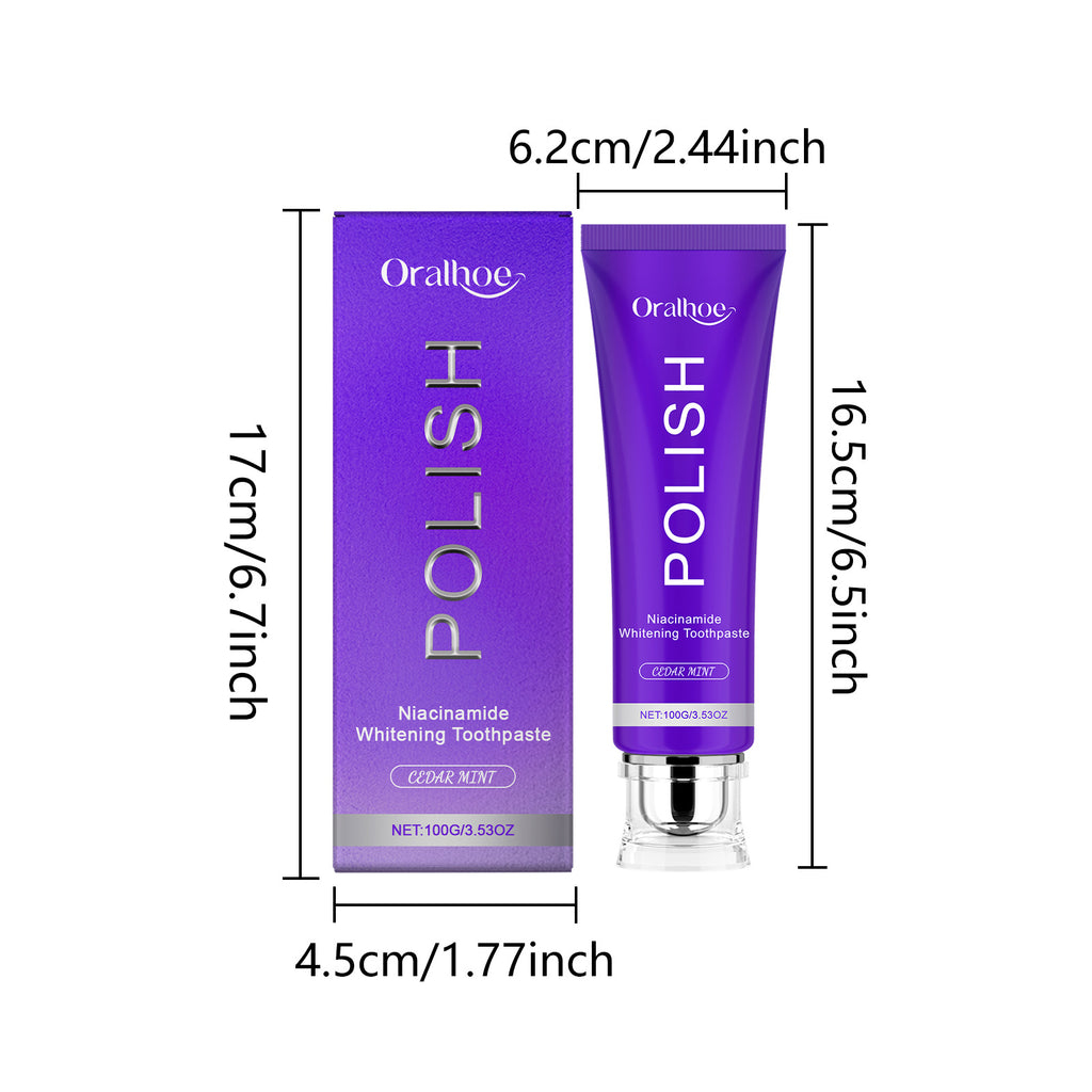 Tidesmit purple niacinamide teeth whitening toothpaste for plaque removal and fresh breath