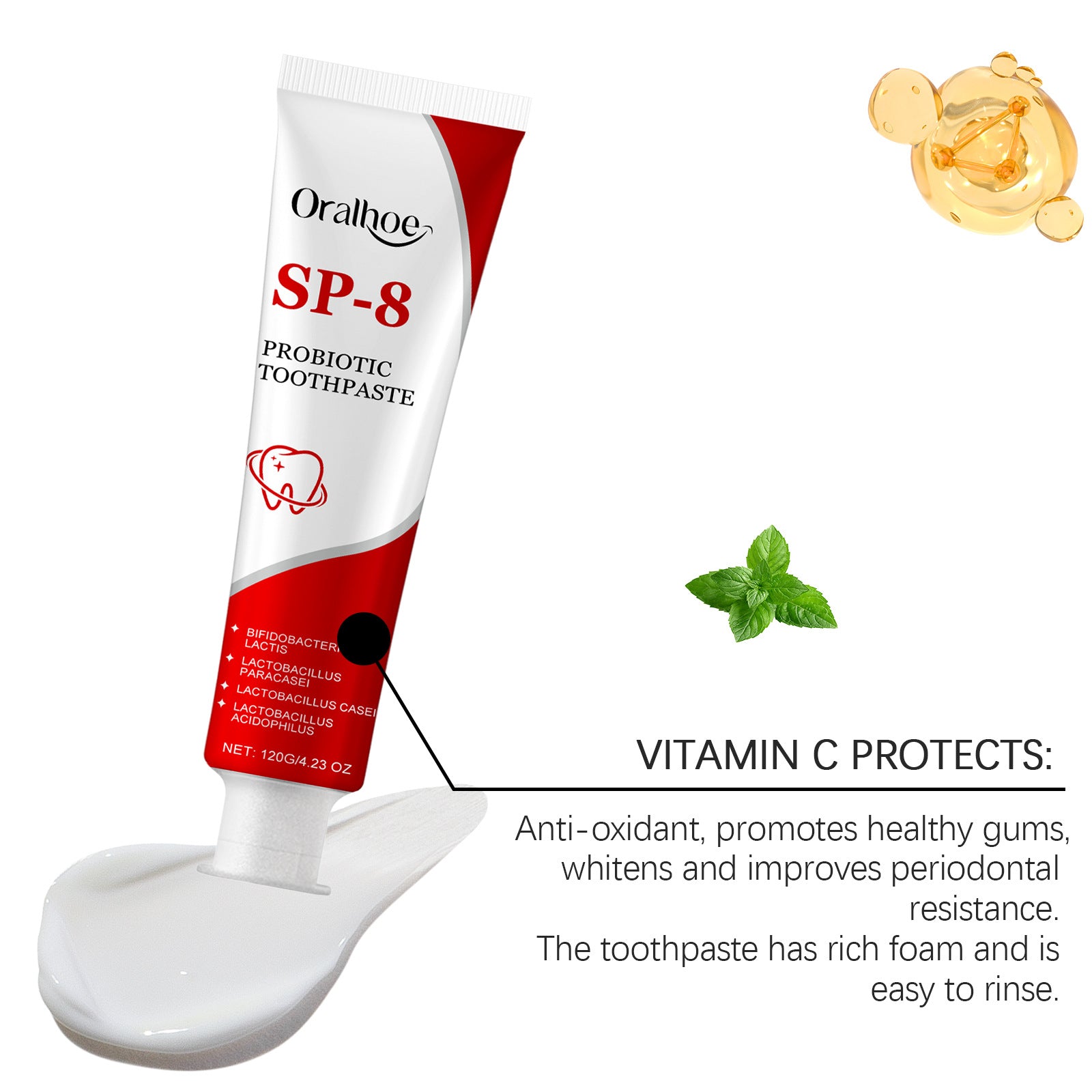 Tidesmit SP-8 Probiotic Whitening Toothpaste for plaque removal and fresh breath oral hygiene care