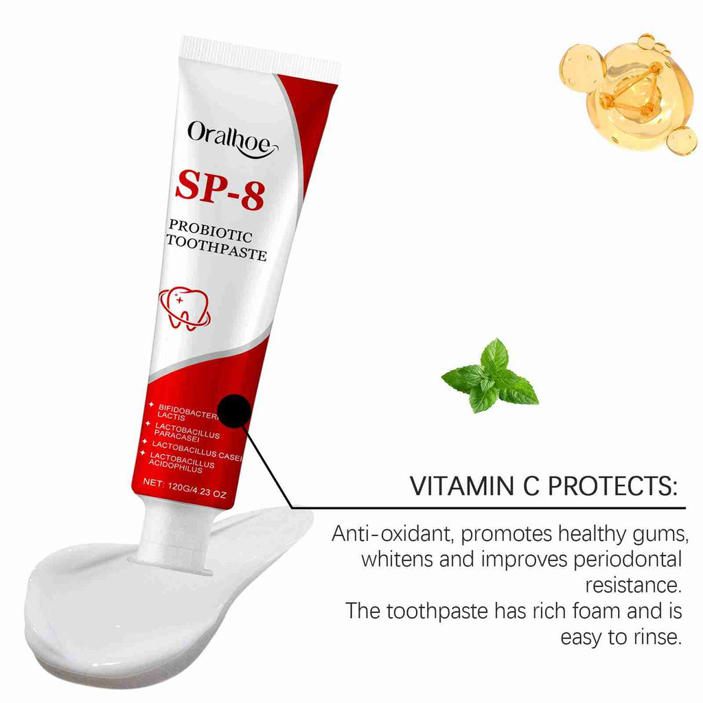 Tidesmit SP-8 Probiotic Whitening Toothpaste for fresh breath, deep stain removal, and healthy oral hygiene