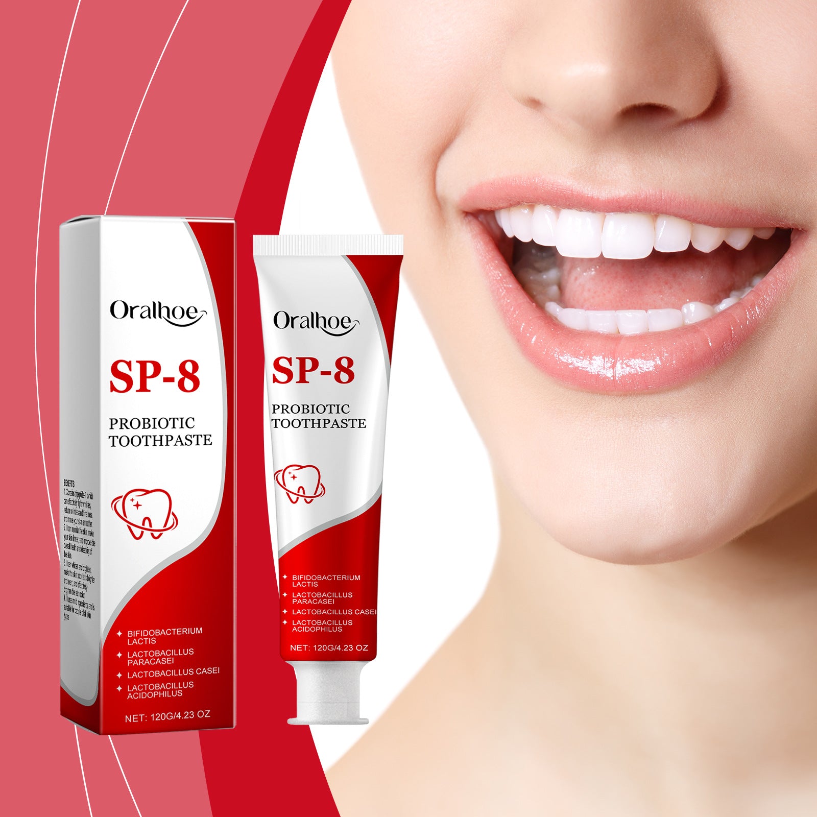 Tidesmit SP-8 Probiotic Whitening Toothpaste for plaque removal and fresh breath dental care