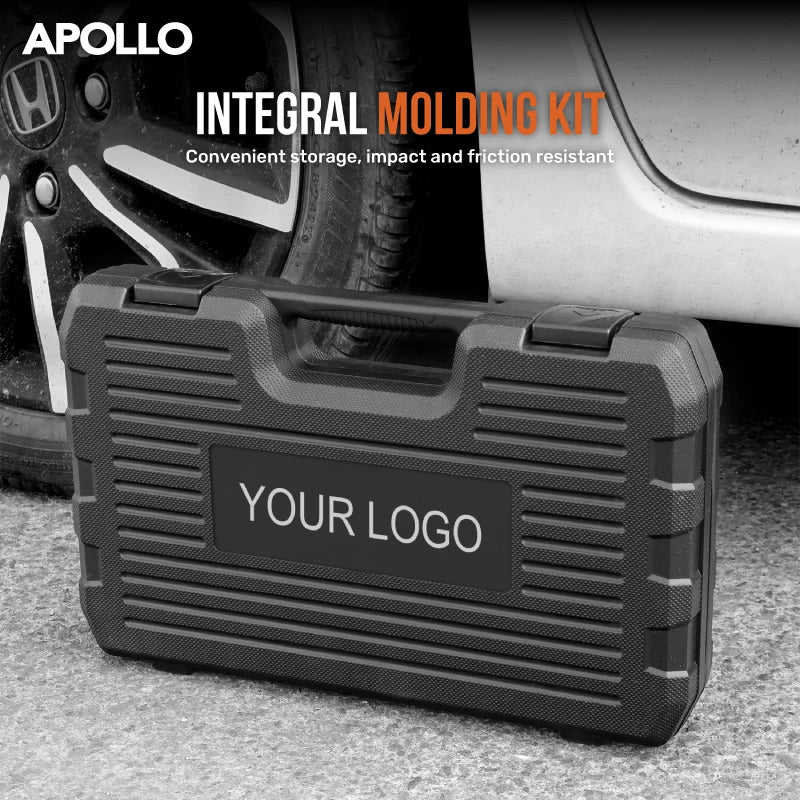 Apollo 1/2" Drive Impact Socket Set 10PC 8-24mm, Thick-Wall CrV Steel Pneumatic Sockets w/Color Rings, Auto Repair Kit for Tire
