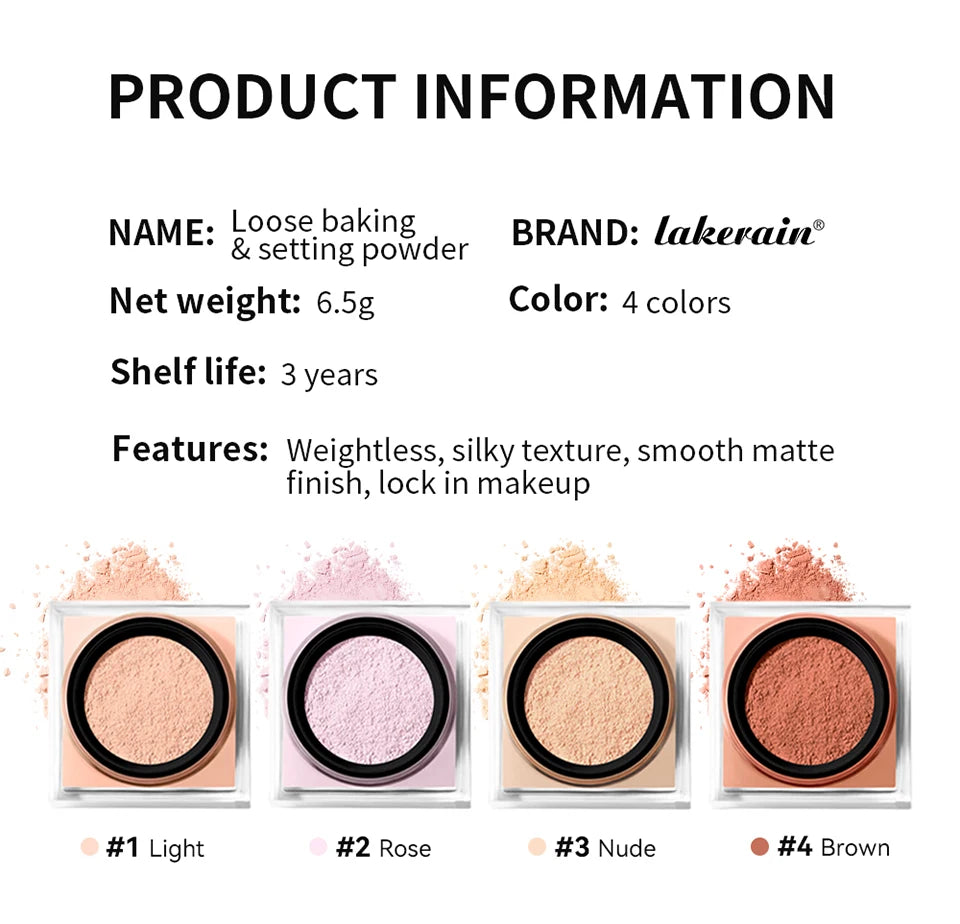 Tidesmit loose baking and setting powder for oil control and a long lasting matte finish in a brightening face makeup