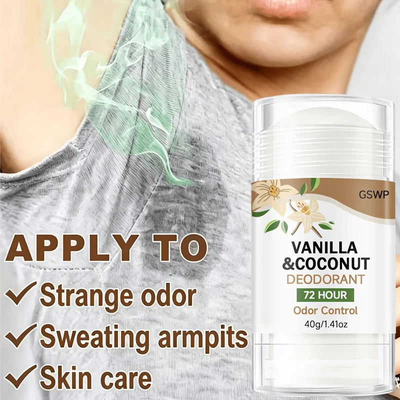 Tidesmit GSWP vanilla and coconut aluminum-free deodorant stick for 72-hour non-greasy freshness