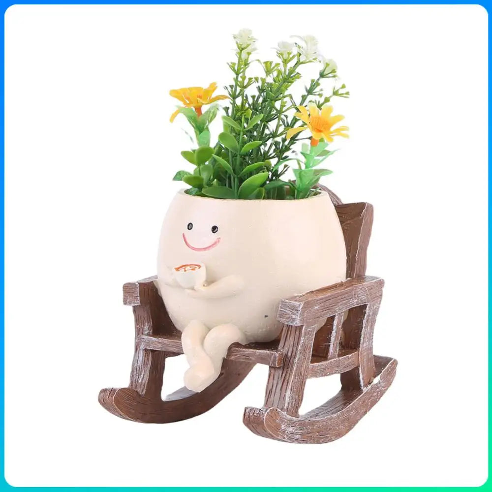 Creative Rocking Chair/Swing Face Succulent Pot Plant Pot Succulent Planter Home Garden Supplies for Indoor Outdoor Plants