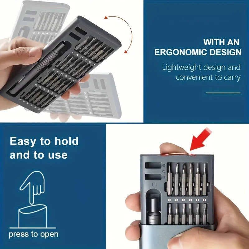 25 in 1 mini screwdriver set, flat head and cross shaped small screwdrivers, suitable for electronic products