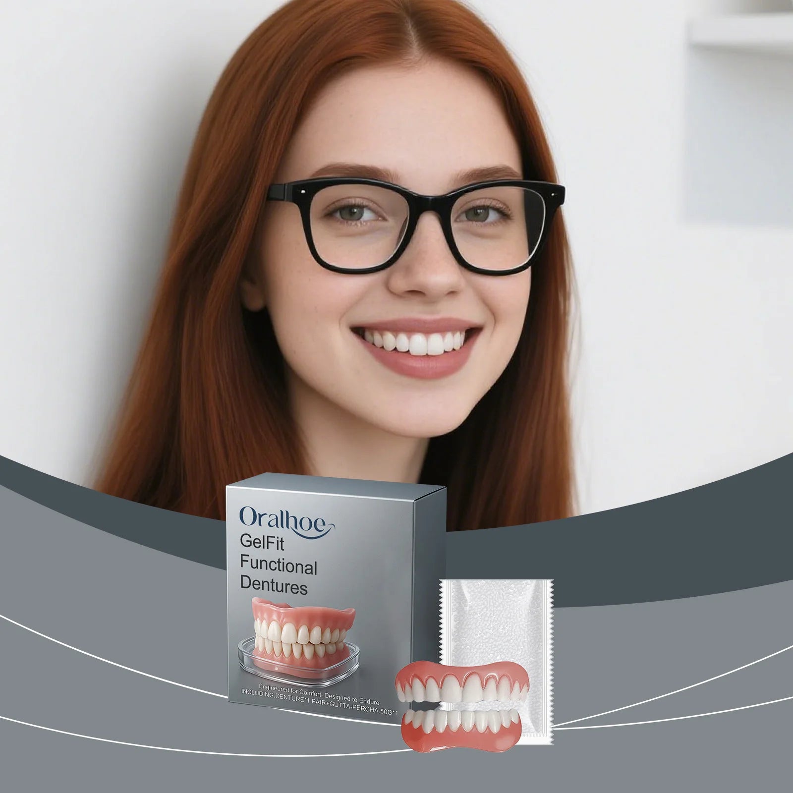 Silicone Dentures False Teeth Full Set Soft Safety Easy to Use Perfect Fit Oral Improve Tooth Loss Broken Temporary Improve