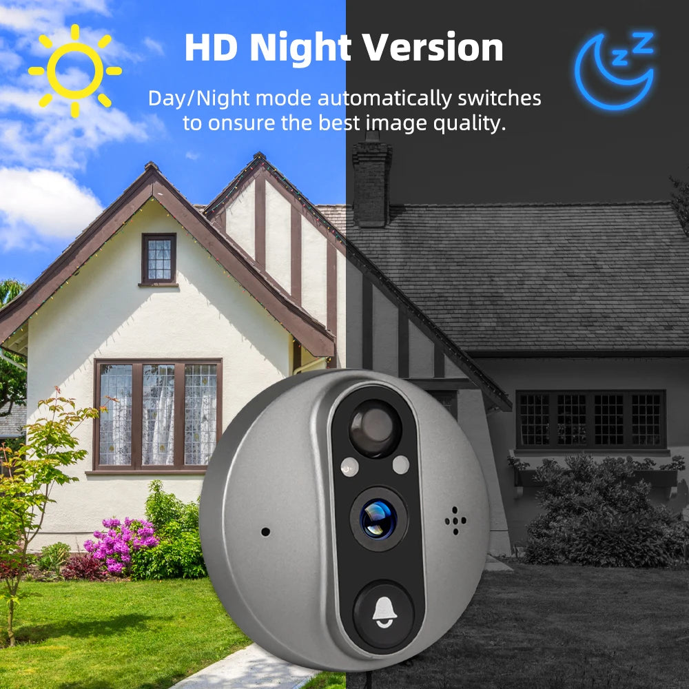 3MP Wi-Fi Tuya SmartLife Battery Powered 940nm No Visible Light Infrared Audio Video Door Eye Digital Viewer PIR Doorbell Camera