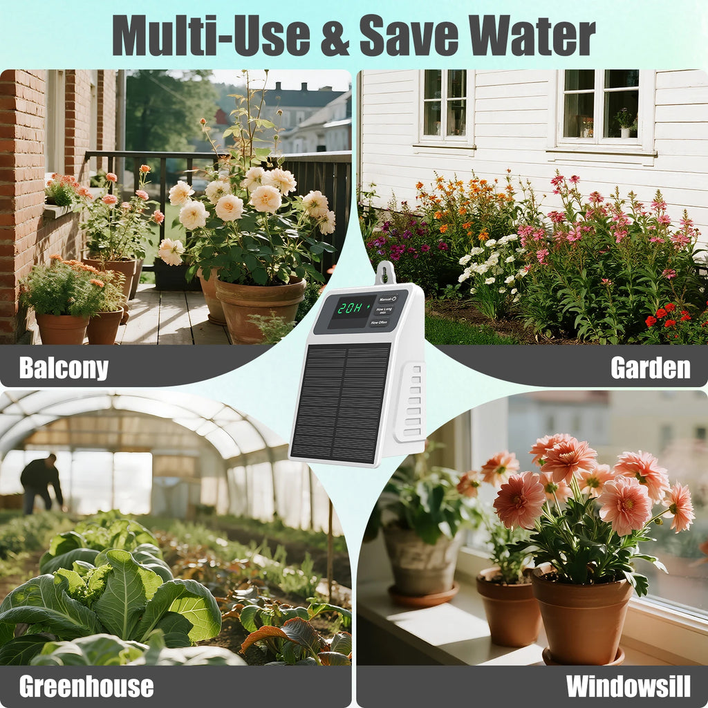 Upgraded Solar Drip Irrigation System Automatic Watering Plants Supplies for Home and Garden Balcony Greenhouse Hanging Plants