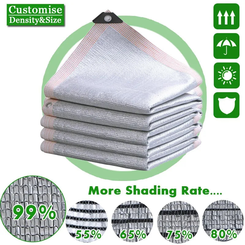 Shading 55~99% Aluminum Foil Sunshade Net Silvery Anti-UV Awning Fence Privacy Screen Garden Sun Shade Mesh Car Sun Shed Canopy