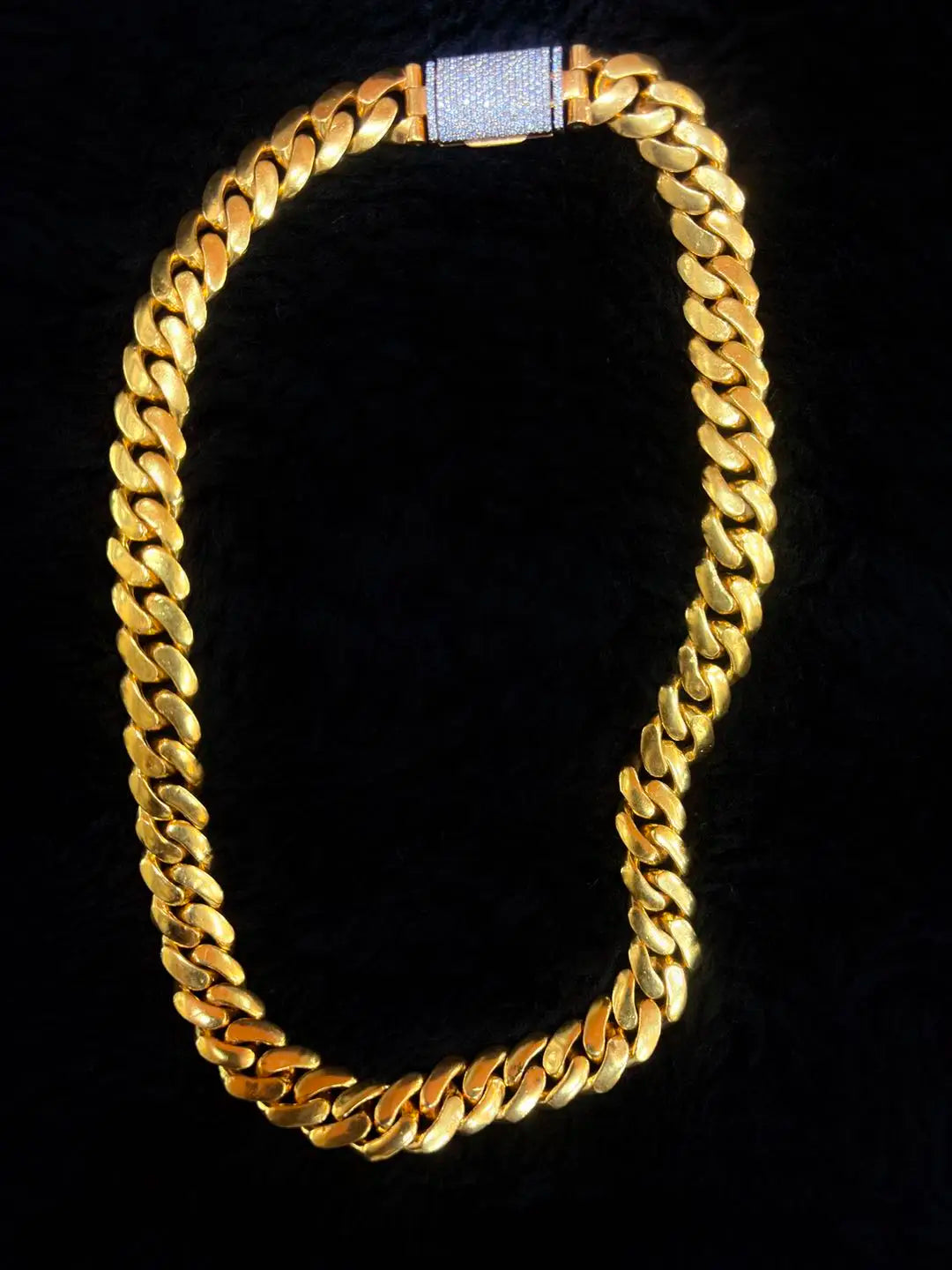 Moissanite 14K Yellow Gold Plated Vintage Tishya Diamond Women's Necklace 14mm X 28/24/22/20/18/16" Miami Link Chain Anniversary
