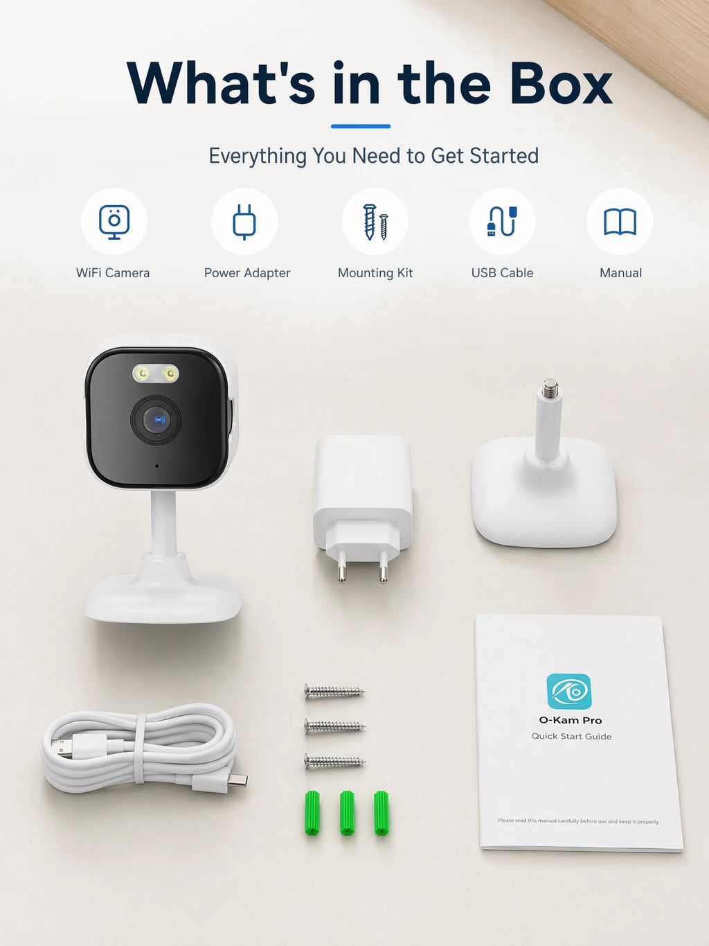 OKAM PRO APP Home Camera HD 5MP Mini WiFi Indoor Camera with Human Detection 5X ZOOM Baby Monitor 24/7 Video Record CCTV