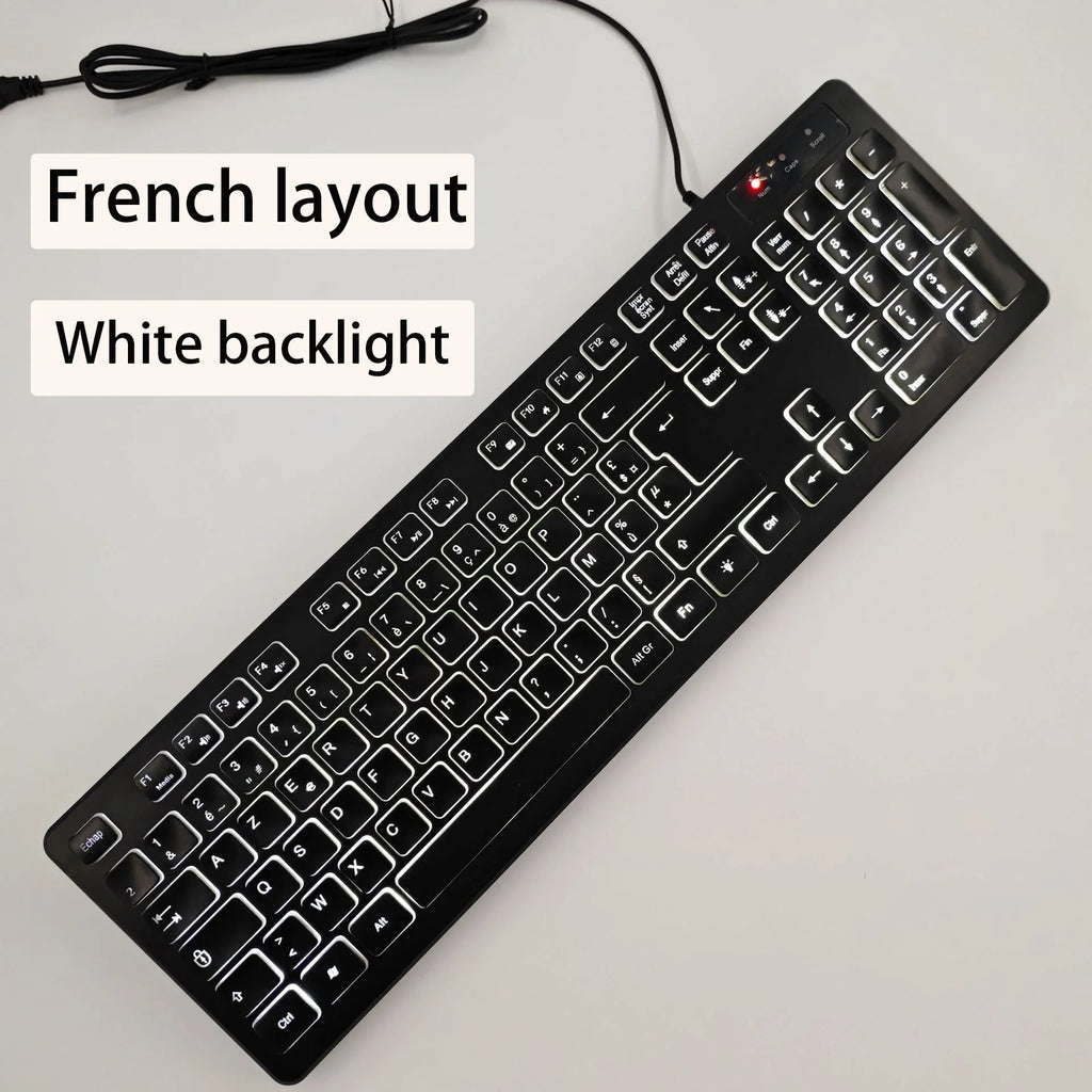 French（AZERT）/Spanish/Russian/Arabic/German keyboard layout Backlit wired Desktop Gaming Keyboard For Desktop Computer office