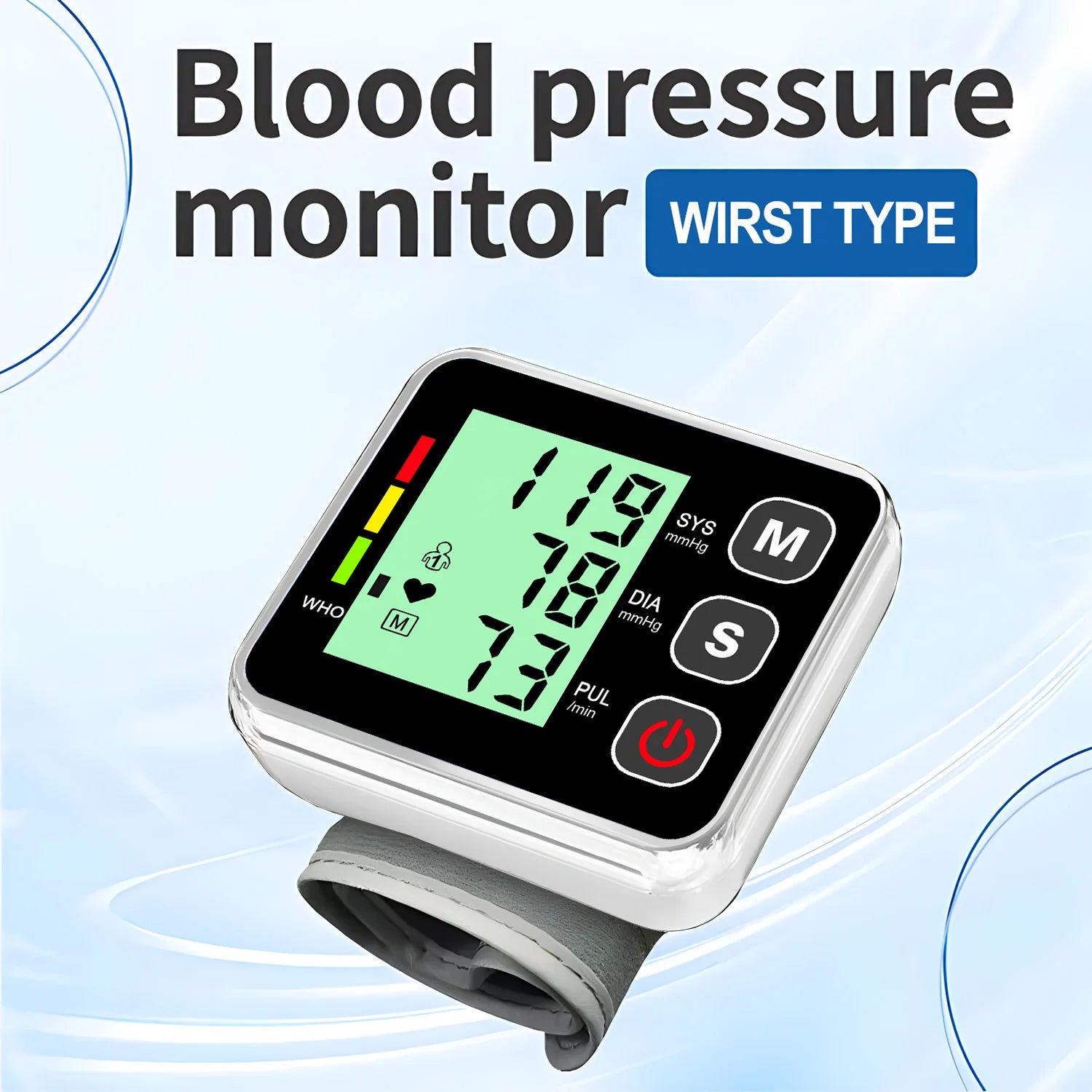 Digitlal Tensiometro Health Medical BP Sphygmomanometer Wrist cuff Digital Blood Pressure Monitor Heart Beat Rate Pulse Meter