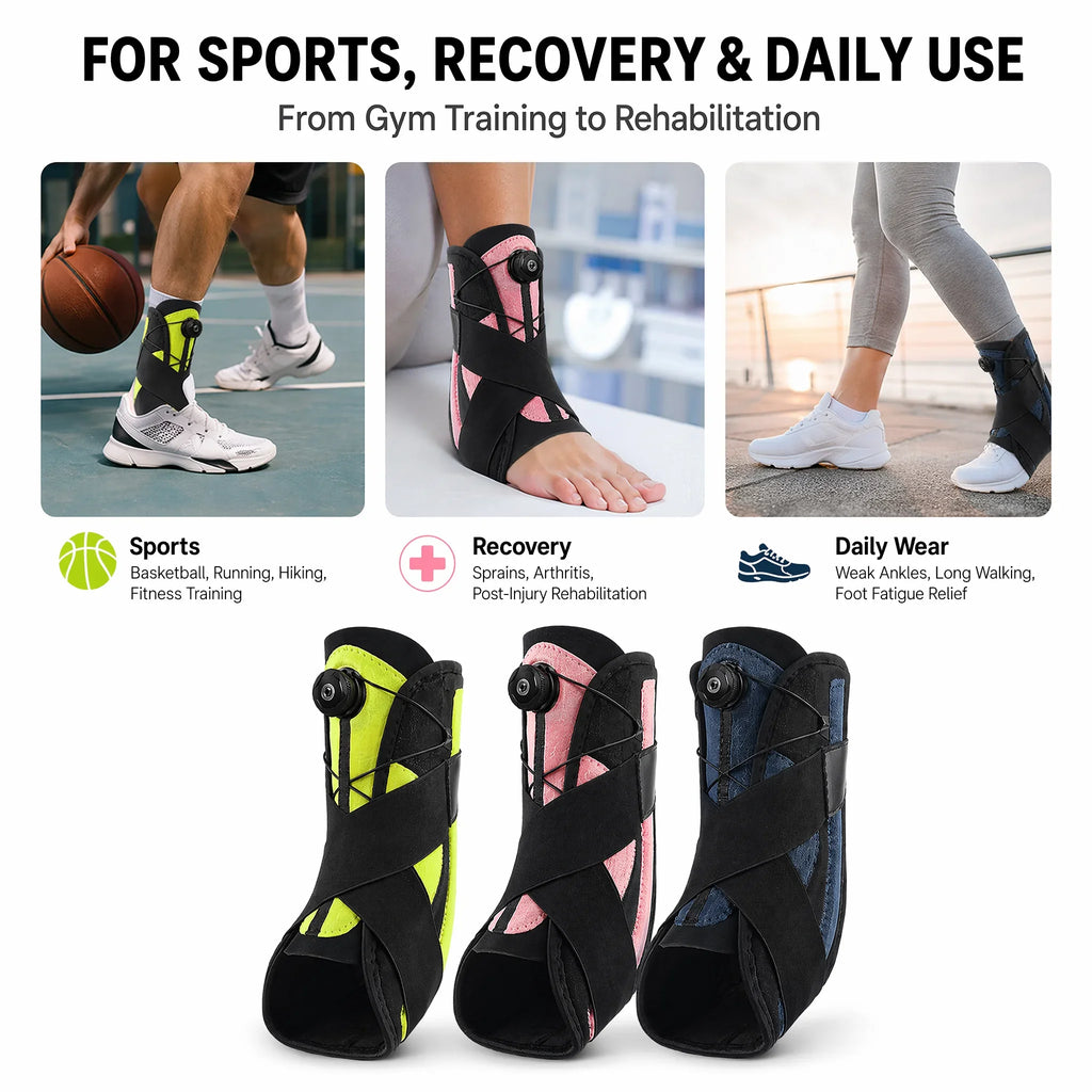Adjustable BOA Ankle Brace Support Sport Fitness Ankle Protector Sprain Recovery Stabilizer Foot Care Pain Relief Ankle Wrap