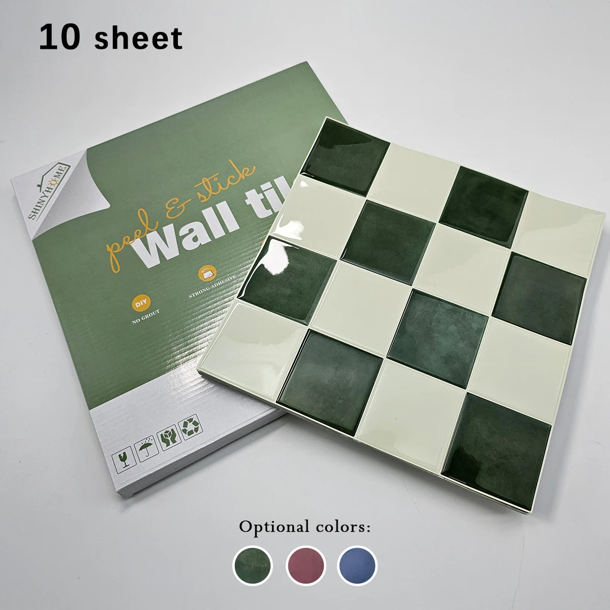 10/30 PC 3D Mosaic Style Self-Adhesive Wall Tile Kitchen Backsplash  Suitable for Kitchen Wall Decoration Square 10.5" x 10.5"