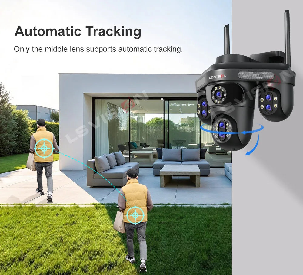 LS VISION 35MP WiFi IP Camera 7 Lens 10X Zoom Outdoor 3PTZ 360° Surveillance Security Camera Smart Home Ai Tracking CCTV Cam