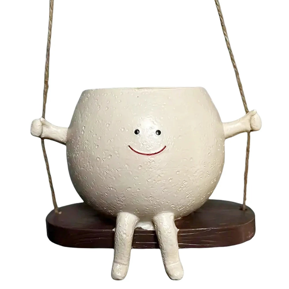 Creative Rocking Chair/Swing Face Planter Pot Flower Pot Succulent Planter Home Garden Supplies for Indoor Outdoor Plants