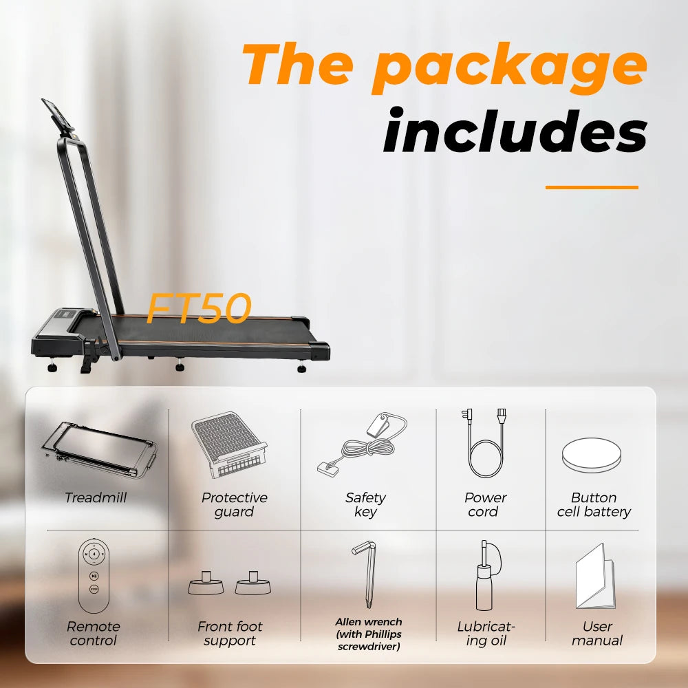 Formill FT51/FT50/FT52 Treadmill 2 In 1 Walking Running Treadmill 0.75-2.5HP Foldable Under Desk Treadmill38*95cm Running Area With Armrest LED Display Oil Drip Hole Indoor Home Gym Exercise Machine