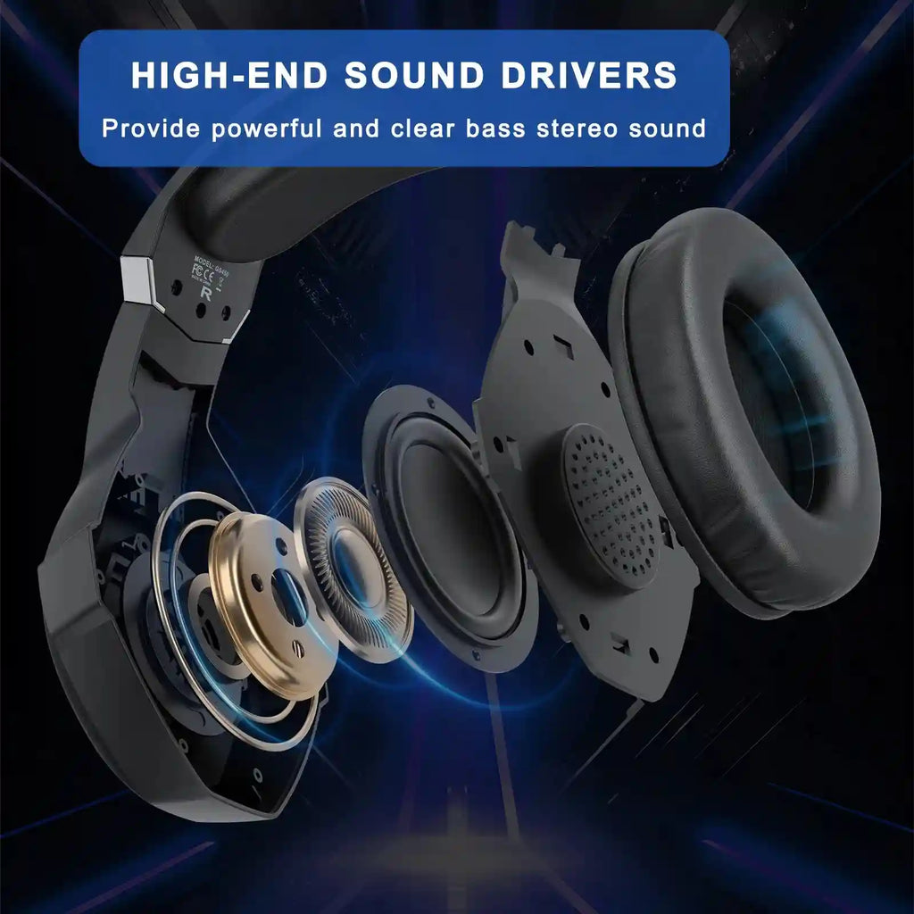 RGB Wired Gaming Headset with Noise Cancelling Mic - Black & White Tidesmit