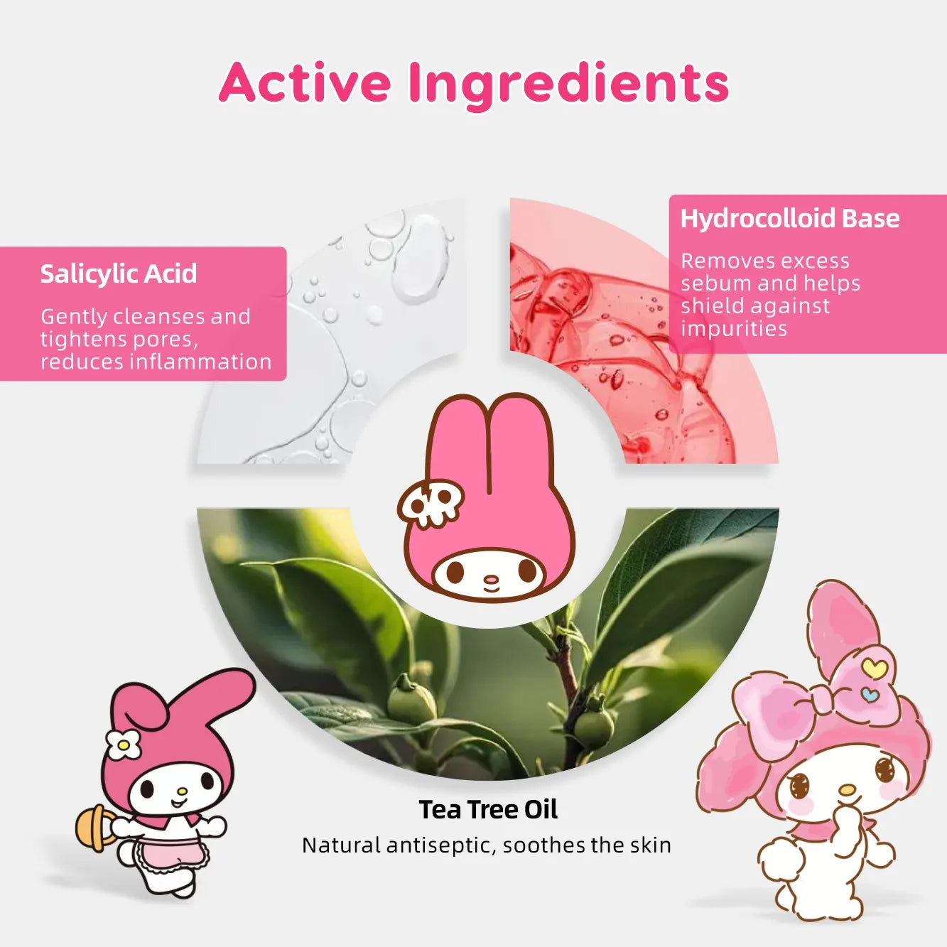 125PCS Hello Kitty Cute Face Stickers, Hydrocolloid Pimple Patches for Invisible Blemish Concealing