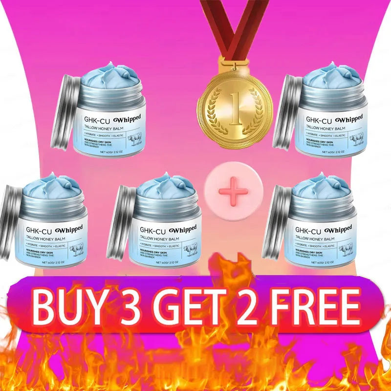 2026Blue Balm Moisturizer with GHK-Cu Copper Peptides & Beef Tallow: Manuka Honey Care for Mature Dry Skin