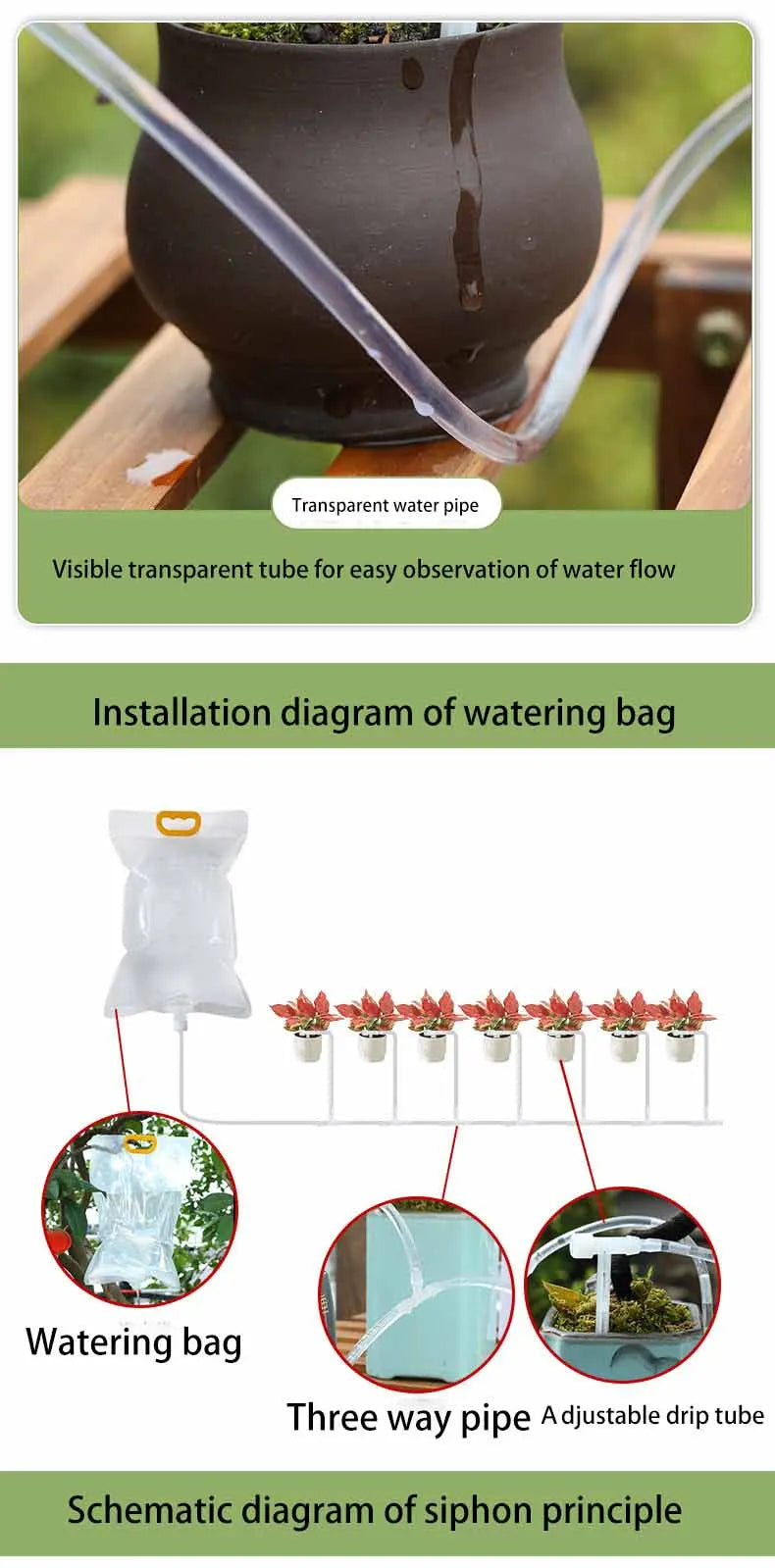 Plant Irrigation Bag Automatic Adjustable Dripping Rate Watering Bag Garden Watering Water Bag Plant Dripper Tools Kits