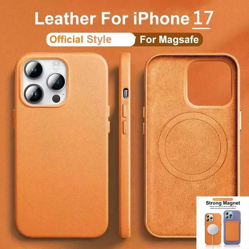 MagSafe Leather Phone Case for iPhone 17 Pro - Slim Shock-Absorbing Cover Tidesmit